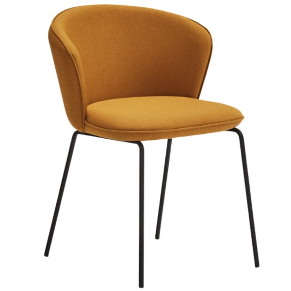Hořčicově žlutá látková jídelní židle Teulat Add  - výška77 cm- šířka 59 cm