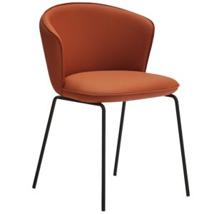 Cihlově červená koženková jídelní židle Teulat Add  - výška77 cm- šířka 59 cm