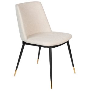 White Label Béžová látková jídelní židle WLL LIONEL FR  - Výška80 cm- Šířka 49