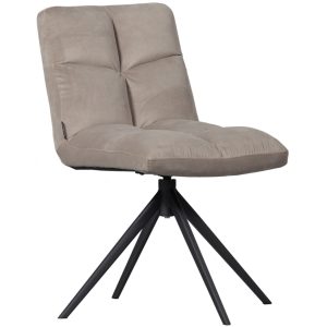 Hoorns Světle šedá sametová otočná jídelní židle Darin  - Výška80 cm- Šířka 48 cm