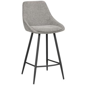 Světle šedá látková barová židle ROWICO SIERRA 67 cm  - Výška97 cm- Šířka 46 cm