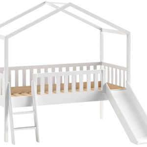 Bílá borovicová dětská postel Vipack Dallas se skluzavkou 90 x 200 cm  - Výška201
