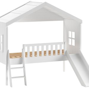 Bílá borovicová dětská postel Vipack Housebed se skluzavkou 90 x 200 cm  - Výška201