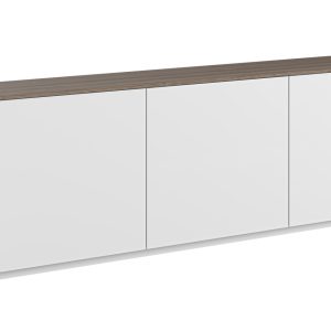 Bílá lakovaná komoda TEMAHOME Join 180 x 50 cm s ořechovou deskou  - výška57 cm- šířka 180 cm
