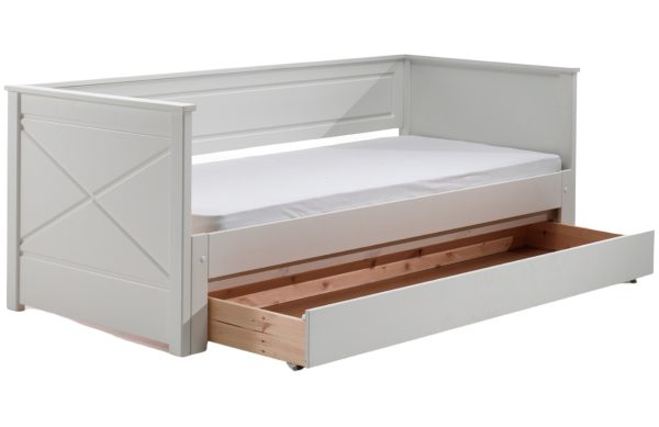 Bílá borovicová rozkládací postel Vipack Pino 90/180 x 200 cm se zásuvkou  - Výška80