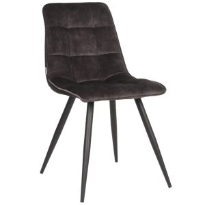 Antracitově šedá sametová jídelní židle LABEL51 Jelt  - Výška85 cm- Šířka 45 cm