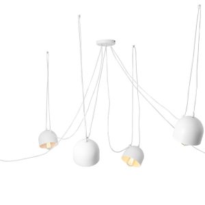 Nordic Design Bílé kovové závěsné světlo Pop 6  - Výška stínidla15 cm- Průměr stínidla 15 cm