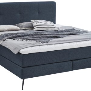 Tmavě modrá látková dvoulůžková postel Meise Möbel Ancona 180 x 200 cm