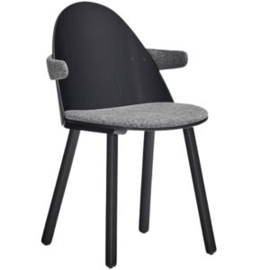 Černá jasanová jídelní židle Teulat Uma s područkami  - Výška81 cm- Šířka 50 cm