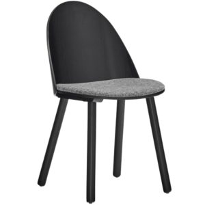 Černá jasanová jídelní židle Teulat Uma  - Výška81 cm- Šířka 46 cm