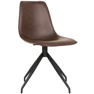 Nordic Living Tmavě hnědá koženková otočná jídelní židle Mono  - výška86 cm- šířka 48 cm