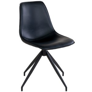 Nordic Living Černá koženková otočná jídelní židle Mono  - výška86 cm- šířka 48 cm