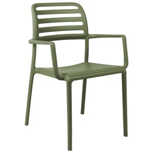 Nardi Zelená plastová zahradní židle Costa s područkami  - Výška86 cm- Šířka 58