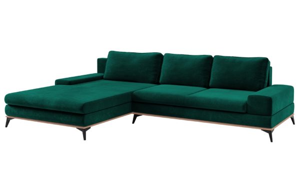 Lahvově zelená sametová rozkládací rohová pohovka Windsor & Co Astre 315 cm