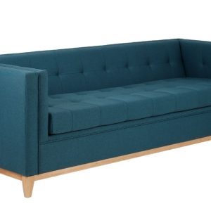 Nordic Design Modrá látková třímístná rozkládací pohovka Tomm 208 cm  - Výška73 cm- Šířka 208 cm
