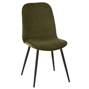 Zelená sametová jídelní židle J-line Loko  - Výška86 cm- Šířka 44