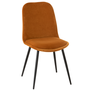 Oranžová sametová jídelní židle J-line Loko  - Výška86 cm- Šířka 56