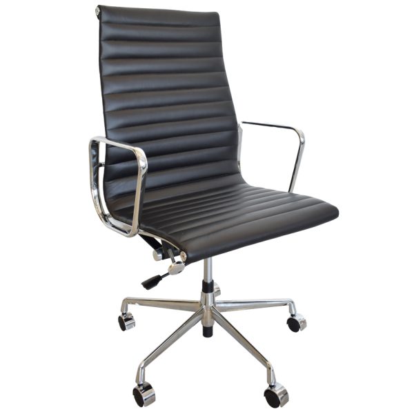 Office 360 Černá kožená kancelářská židle 119  - Výška105-116 cm- Šířka 53 cm