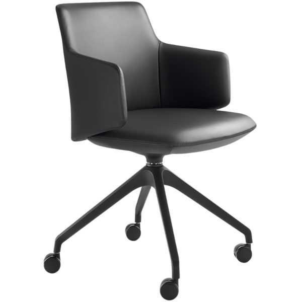 LD Seating ® Tmavě šedá kožená konferenční židle MELODY MEETING 360-F75  - Výška80 cm- Šířka 58 cm