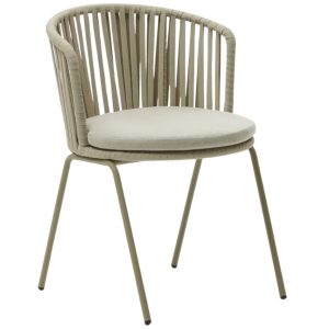 Béžová kovová zahradní židle Kave Home Saconca s výpletem  - Výška77 cm- Šířka 59 cm