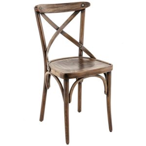 Comico Hnědá buková jídelní židle Shelby s patinou  - Výška80 cm- Šířka 47 cm