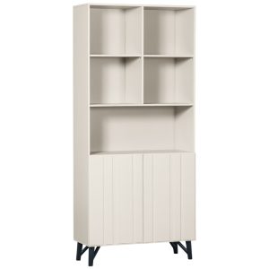 Hoorns Bílá dřevěná knihovna Rellim 200 x 90 cm  - Výška200 cm- Šířka 90 cm