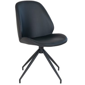 Nordic Living Černá koženková otočná jídelní židle Celur  - výška88 cm- šířka 50 cm