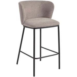 Světle hnědá látková barová židle Kave Home Ciselia 65 cm  - Výška92 cm- Šířka 54 cm