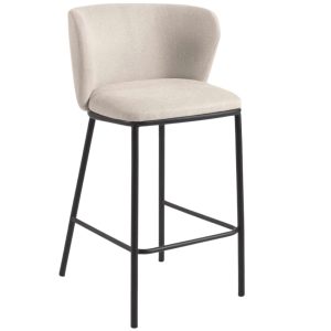 Béžová látková barová židle Kave Home Ciselia 65 cm  - Výška92 cm- Šířka 54 cm