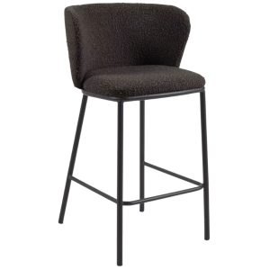 Černá látková barová židle Kave Home Ciselia 65 cm  - Výška92 cm- Šířka 54 cm