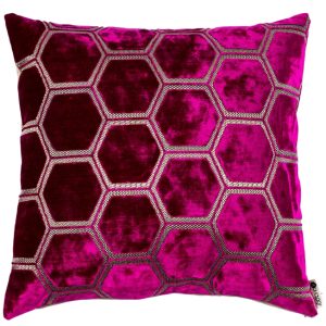 BOHOLOGY Růžový sametový povlak na polštář Hexagon 43 x 43 cm  - Výška43 cm- Šířka 43 cm