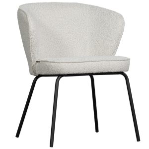 Hoorns Bílá látková bouclé jídelní židle Twilight  - Výška77 cm- Šířka 60 cm