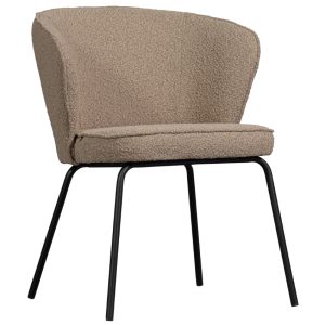 Hoorns Béžová látková bouclé jídelní židle Twilight  - Výška77 cm- Šířka 60 cm