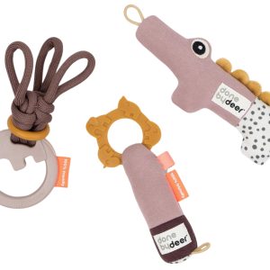 Set tří růžových dětských hraček Done by Deer Tiny  - Výška18 / 15 / 14 cm- Šířka 6