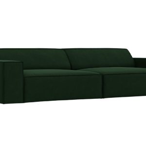 Lahvově zelená sametová trojmístná pohovka MICADONI Jodie 204 cm  - Šířka204 cm- Výška 70 cm
