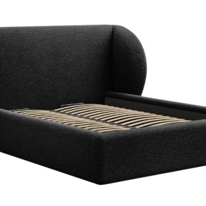 Černá žinylková dvoulůžková postel MICADONI Miley 160 x 200 cm s úložným prostorem  - Šířka207 cm- Výška 100 cm