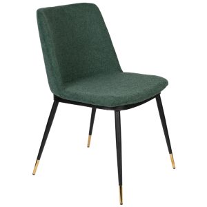 White Label Tmavě zelená látková jídelní židle WLL LIONEL FR  - Výška80 cm- Šířka 49