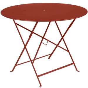 Zemitě červený kovový skládací stůl Fermob Bistro Ø 96 cm  - Průměr96 cm- Výška 74 cm