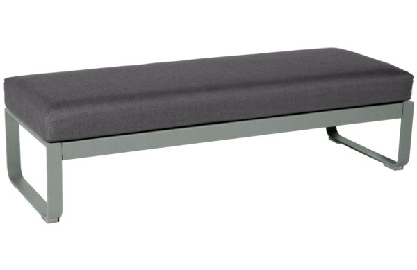 Tmavě šedá látková zahradní lavice Fermob Bellevie 148 cm  - Výška41 cm- Šířka 148 cm