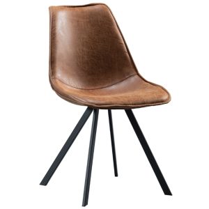 Hoorns Set dvou koňakově hnědých koženkových jídelních židlí Wens  - Vyžaduje montážAno- Výška 85 cm