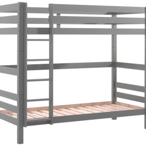 Šedá borovicová dvoupatrová postel Vipack Pino 90 x 200 cm s rámem uprostřed  - Výška182 cm- Šířka 209