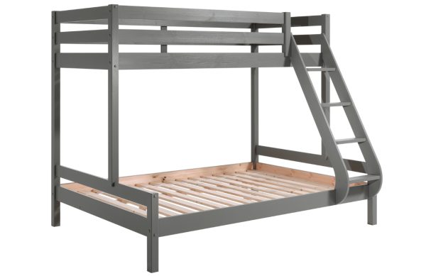 Šedá borovicová dvoupatrová postel Vipack Pino Martin 90 x 200 cm a 140 x 200 cm  - Výška166