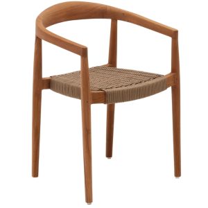 Teaková zahradní židle Kave Home Ydalia s pleteným sedákem  - Výška76 cm- Šířka 54 cm
