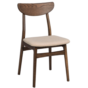 Hnědá dubová jídelní židle ROWICO RODHAM s béžovým sedákem  - Výška82 cm- Šířka 44 cm