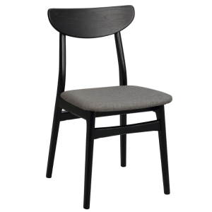 Černá dubová jídelní židle ROWICO RODHAM s tmavě šedým sedákem  - Výška82 cm- Šířka 44 cm