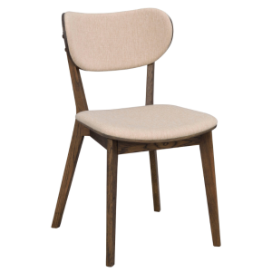 Hnědá dubová jídelní židle ROWICO KATO s béžovým sedákem  - Výška83 cm- Šířka 46 cm