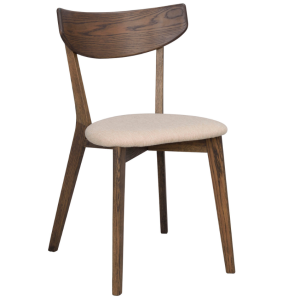 Hnědá dubová jídelní židle ROWICO AMI s látkovým sedákem  - Výška80 cm- Šířka 48 cm