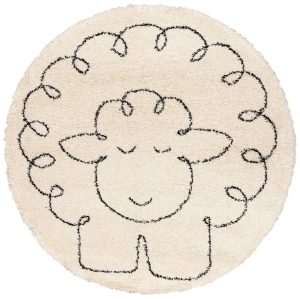 Yellow Tipi Béžový dětský koberec Fluffy Sheep 160 cm  - Průměr160 cm- Koberec 100% polypropylen