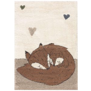 Yellow Tipi Béžový dětský koberec Sleeping Foxes 160 x 230 cm  - Šířka160 cm- Délka 230 cm