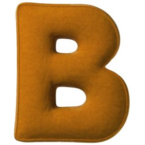 Yellow Tipi Cihlově oranžový sametový polštář písmeno B 40 cm  - Výška40 cm- Šířka 30 cm